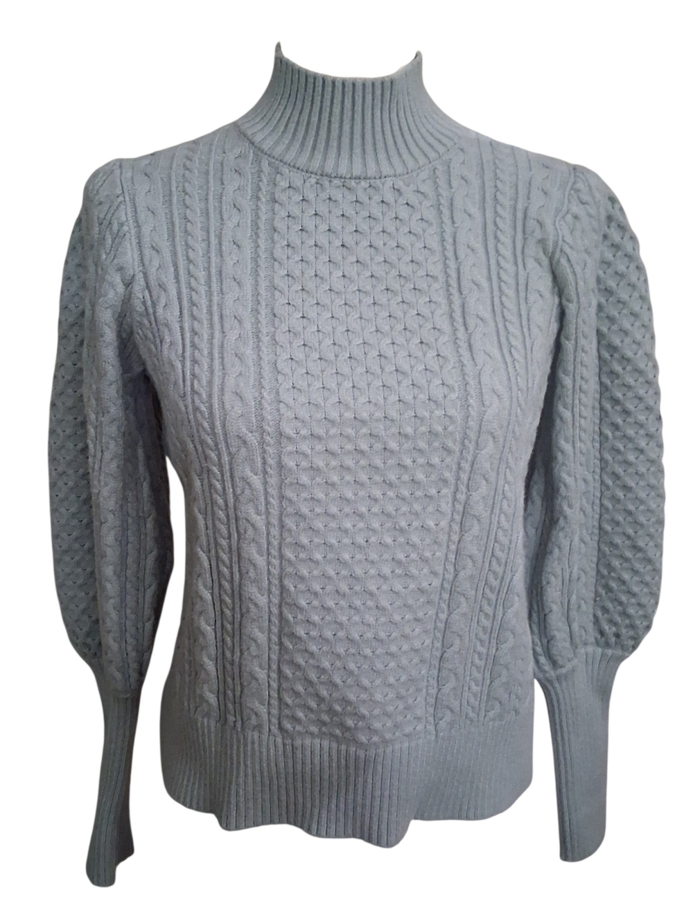 Women's Light Moss Green Knit Mock Neck Sweater